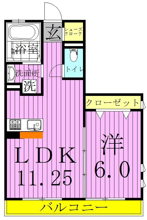 サンフレールC(1LDK/3階)の間取り写真