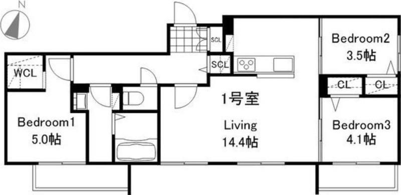 ラグランジュ元町(3LDK/4階)の間取り写真