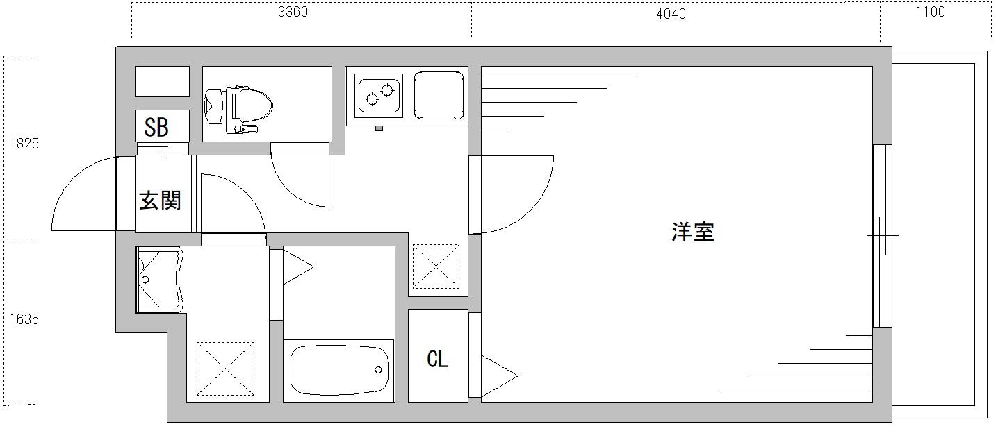 エクセルシオール麻布十番(1K/4階)の間取り写真