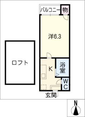 フレグランス千種I(1K/2階)の間取り写真