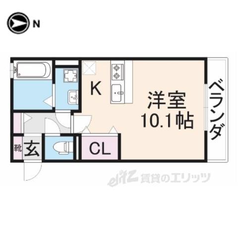 リヴェール香里園(ワンルーム/1階)の間取り写真