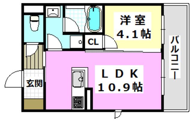 シャーメゾン園田町(1LDK/2階)の間取り写真