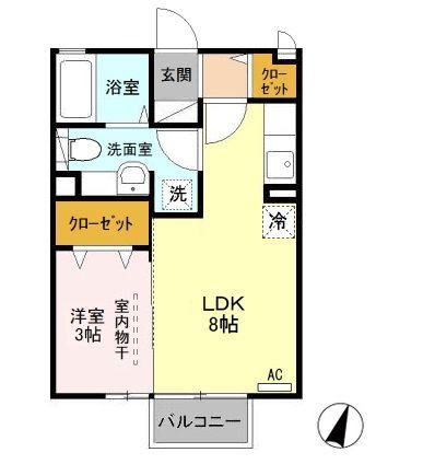 シャルマン(1LDK/2階)の間取り写真