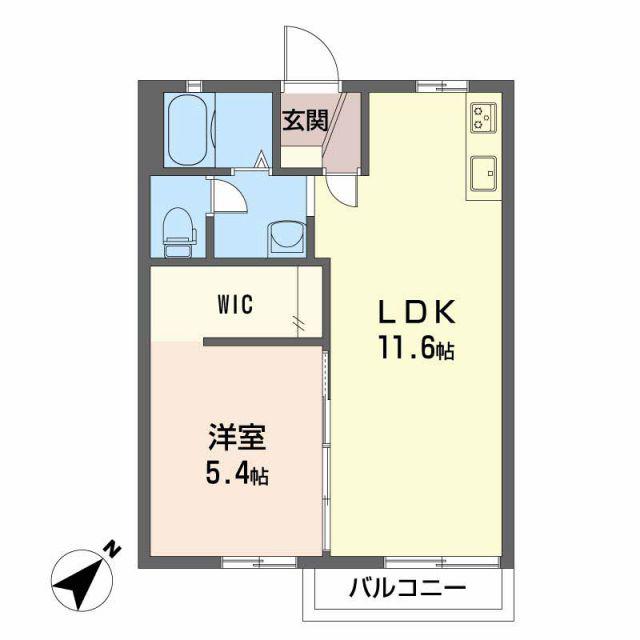 ボヌール一陽 A棟(1LDK/2階)の間取り写真