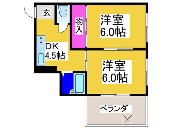 正栄マンション(2DK/4階)の間取り写真