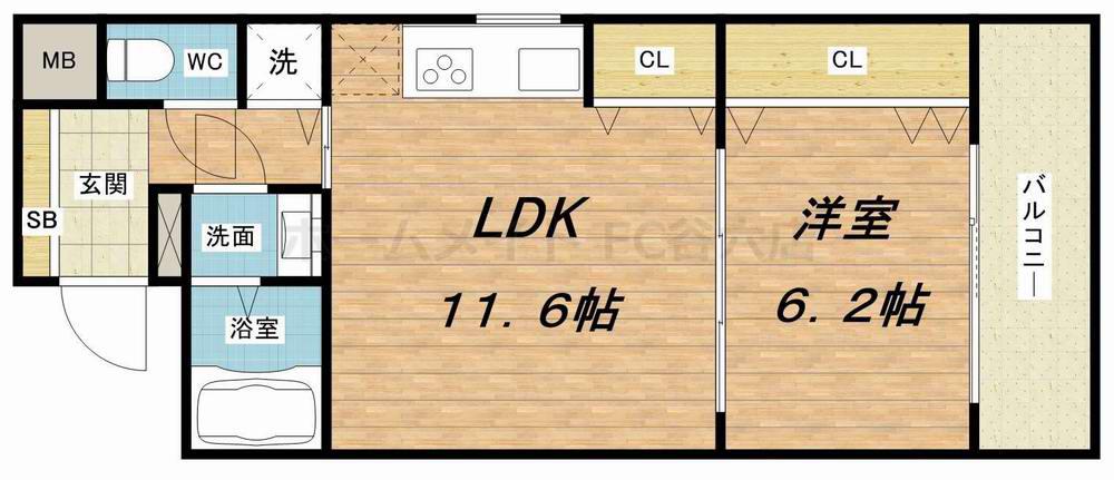 アーバネックス上町台(1LDK/8階)の間取り写真