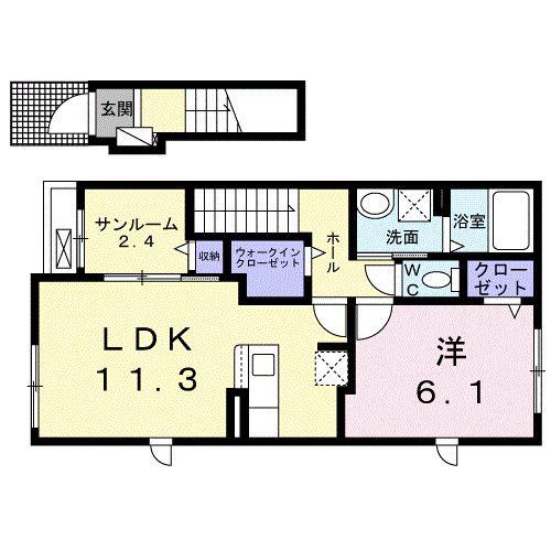 メゾン ド ボヌール(1LDK/2階)の間取り写真