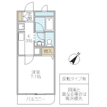アトラクト松代(1K/3階)の間取り写真