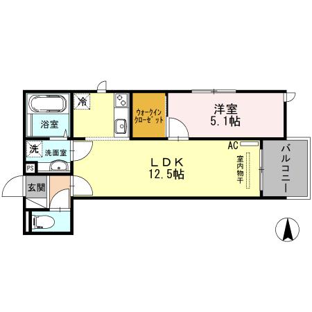 カーサフォレスタ塚口(1LDK/3階)の間取り写真