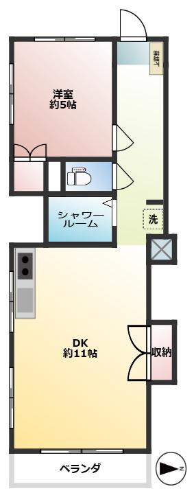 TSK蒲田フラワーマンションA棟(1DK/7階)の間取り写真