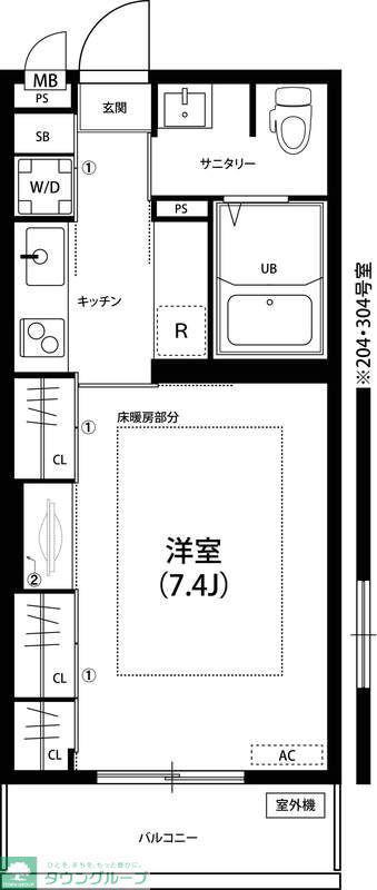 リブリ・UNITEE(1K/2階)の間取り写真