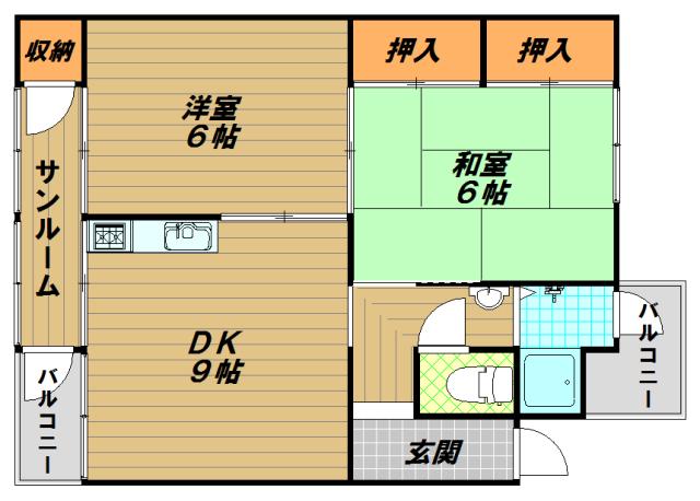 五位ノ池南ビル(2SDK/4階)の間取り写真