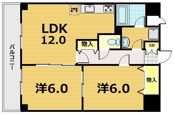 シェルベージュ城南(2LDK/1階)の間取り写真