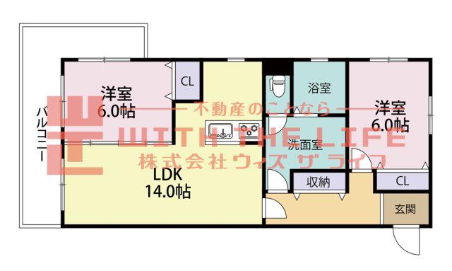 パステルNO12(2LDK/7階)の間取り写真