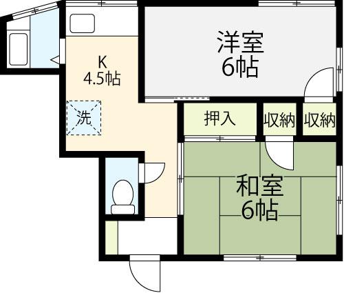 コーポ山菅(2K/1階)の間取り写真