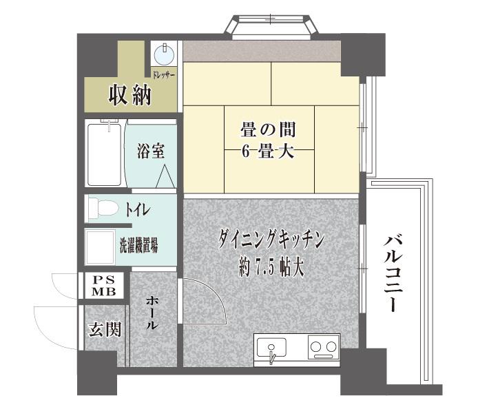 シャンボール警固(1DK/8階)の間取り写真