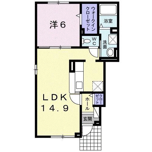 ミルトアベニュー(1LDK/1階)の間取り写真