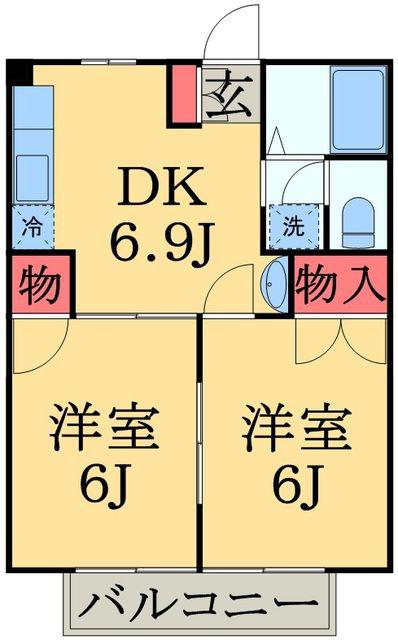 フィールドドリーム壱番館(2DK/1階)の間取り写真