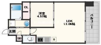 プレジオ玉造(1LDK/10階)の間取り写真