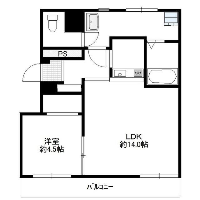 リルームス城南(1LDK/4階)の間取り写真