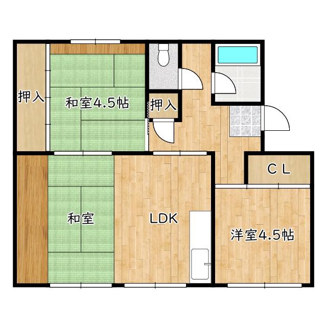 浅香山24号棟(2LDK/4階)の間取り写真