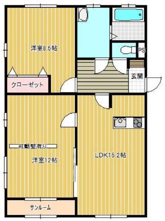 〇ハートランド B(3LDK/1階)の間取り写真