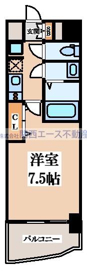 ラグゼ布施南(1K/8階)の間取り写真