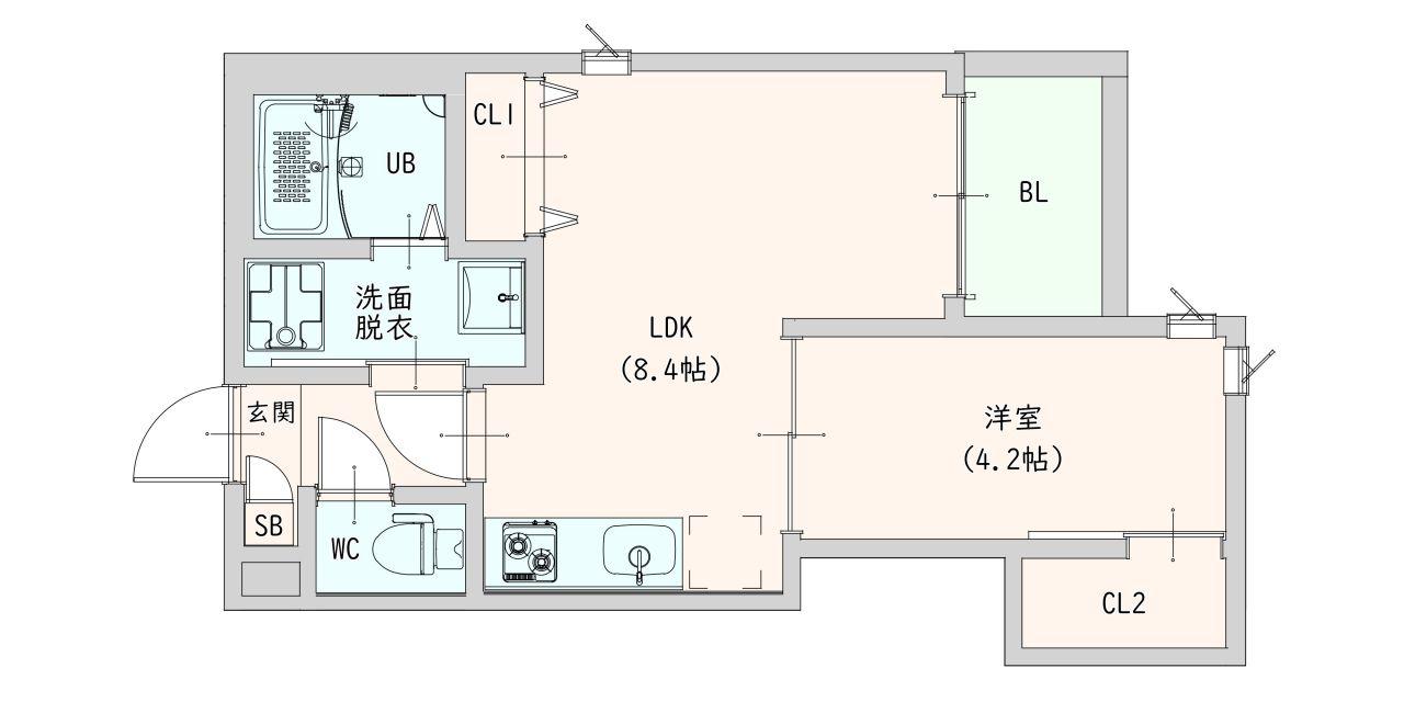 プルーム中原東(1LDK/3階)の間取り写真
