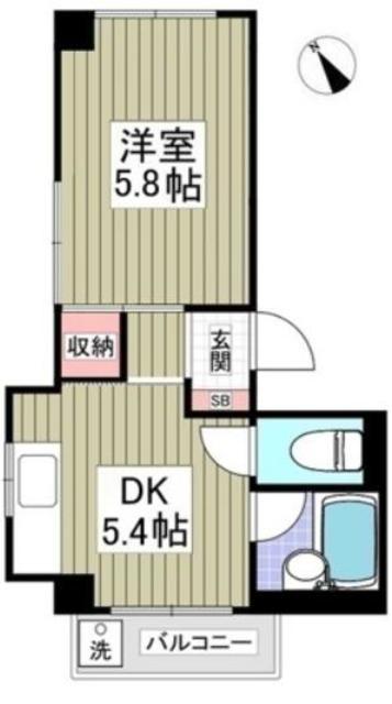 清新三興ハイツ(1DK/1階)の間取り写真