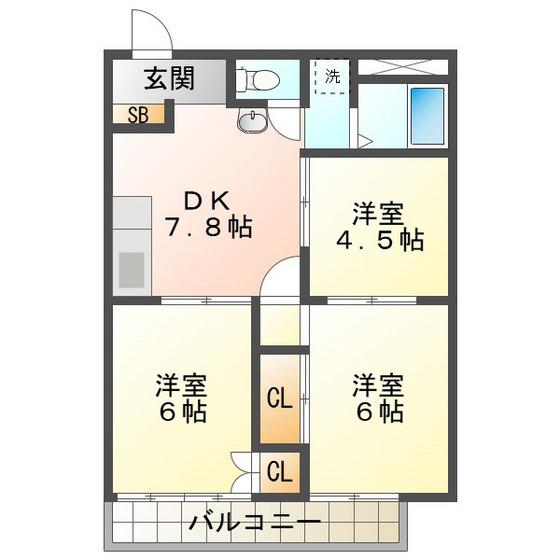 ジョイフルハイツ(3DK/1階)の間取り写真