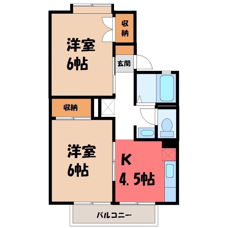 マロニエ5番館(2K/1階)の間取り写真