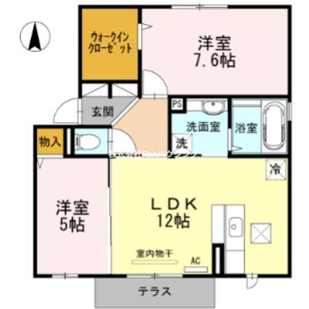 ソレイユ藍住(2LDK/1階)の間取り写真