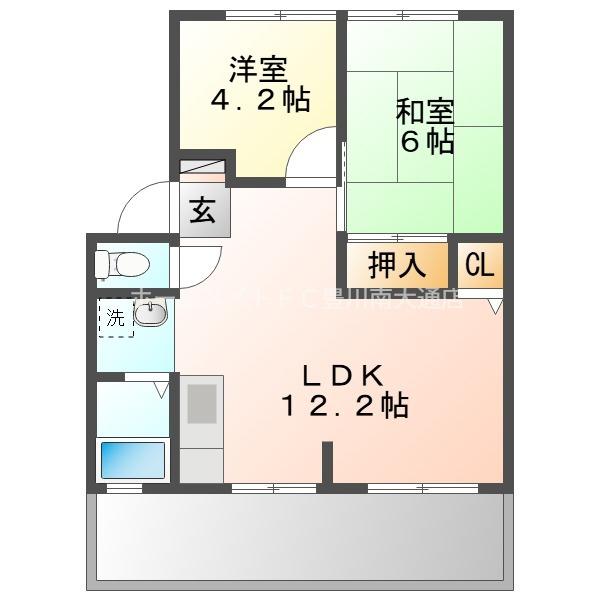 ウインディアルート1(2LDK/1階)の間取り写真