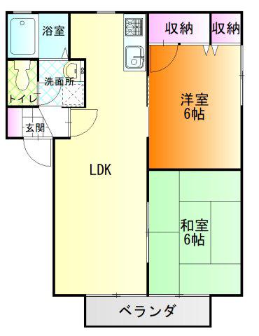 パークビュー・コートA(2LDK/1階)の間取り写真