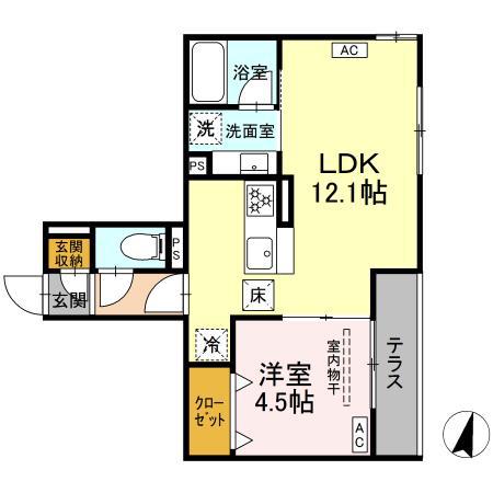 ブルマーレ湘南台(1LDK/1階)の間取り写真