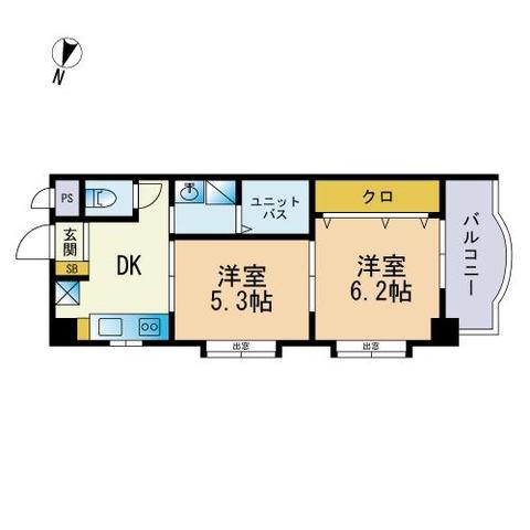 キャッスル井上(2DK/4階)の間取り写真