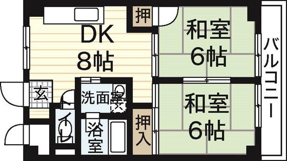 福地産業中広ビル(2DK/5階)の間取り写真