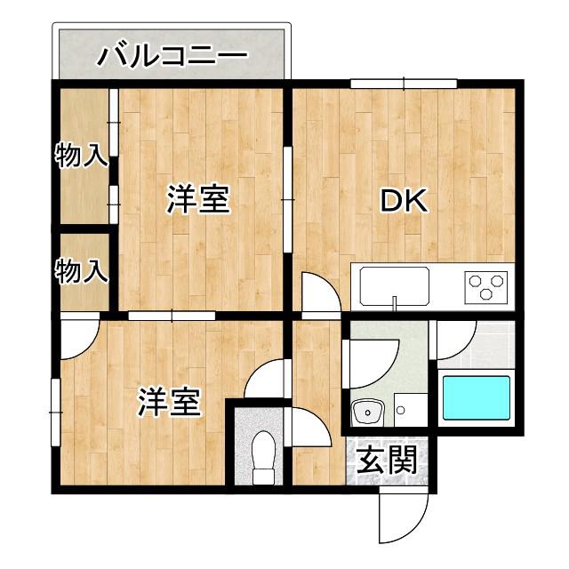 バンベール北花田(2LDK/3階)の間取り写真
