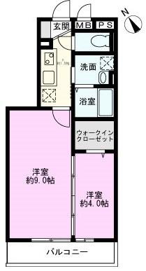 シャルム (2K/2階)の間取り写真