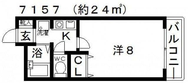 アジュール(1K/4階)の間取り写真
