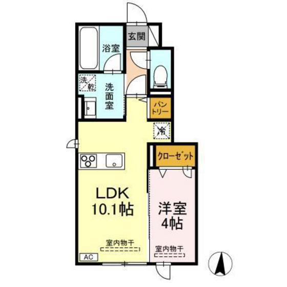 TORISIA青森中央(1LDK/1階)の間取り写真