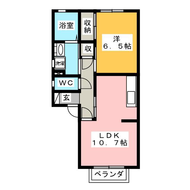 ソレーユI(1LDK/1階)の間取り写真