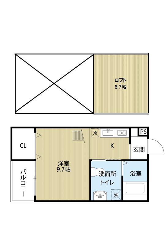 OLIVE(1K/2階)の間取り写真