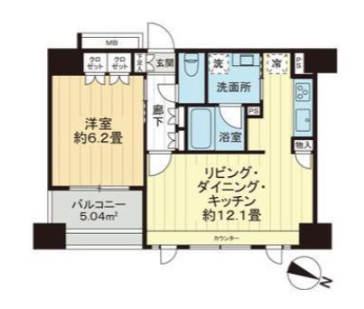 アイディ―コート日本橋浜町(1LDK/2階)の間取り写真