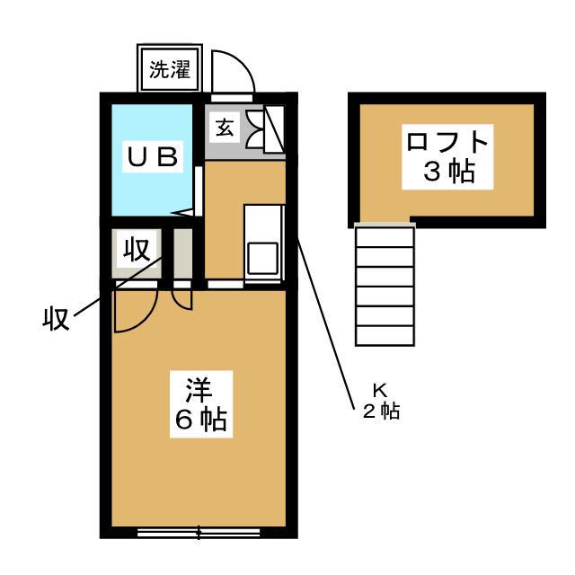 ノーブルハウス(1K/1階)の間取り写真