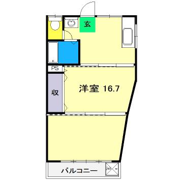 高の森コーポ(1LDK/2階)の間取り写真