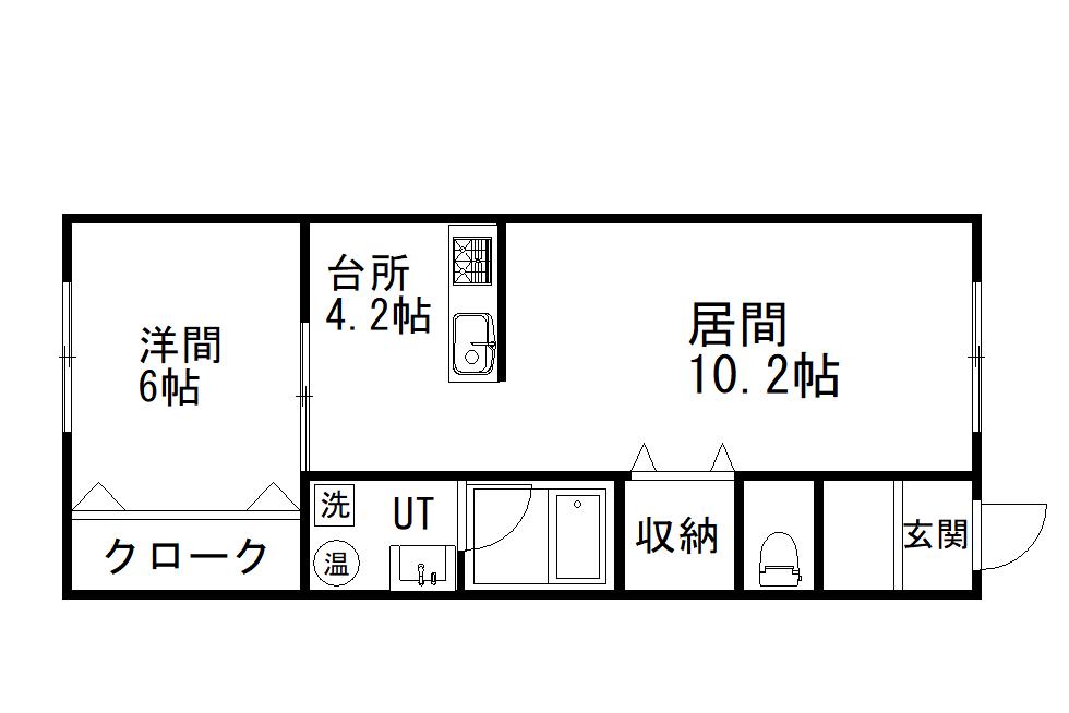 サン・クリーク(1LDK/1階)の間取り写真