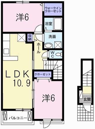 ラボールI(2LDK/2階)の間取り写真