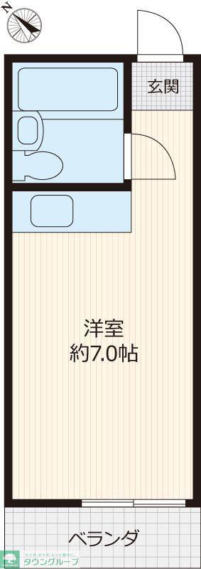霞ヶ関ハイツ(ワンルーム/2階)の間取り写真