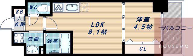セノアタワー新大阪(1LDK/3階)の間取り写真
